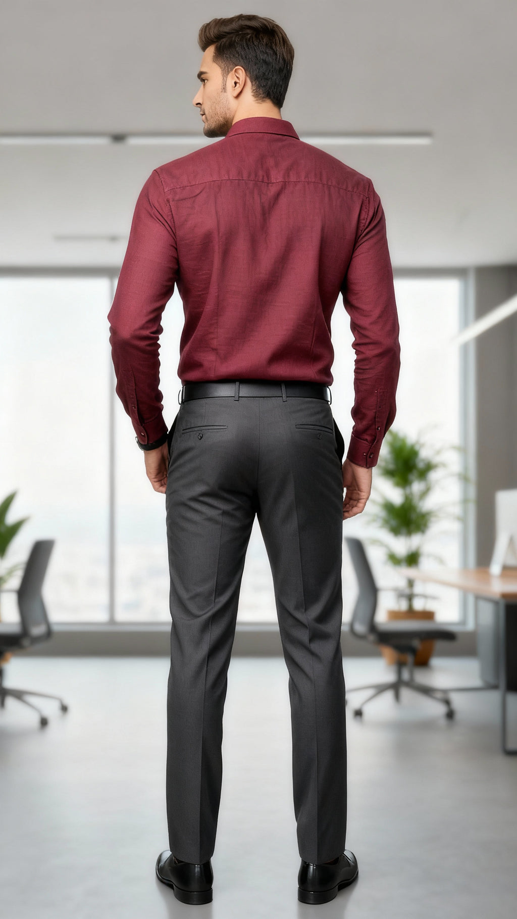 Men’s Maroon Formal Shirt – Classic Business Look