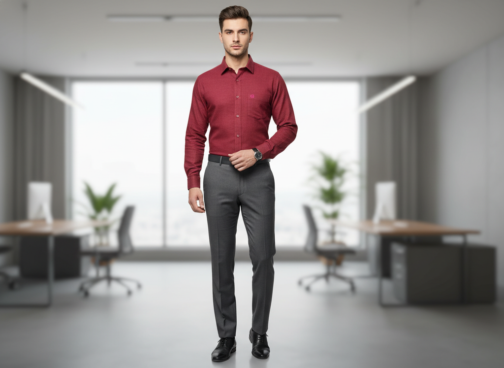 Men’s Maroon Formal Shirt – Classic Business Look