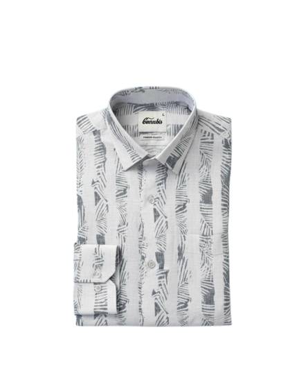 Men’s White Printed Formal Shirt – Modern Office Wear Set