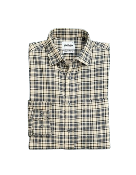 Men’s Beige & Grey Checker-ed Formal Shirt – Classic Office Wear Set